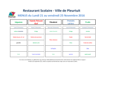 Restaurant Scolaire - Ville de Pleurtuit MENUS du Lundi 21 au