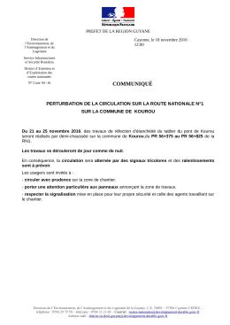 CP perturb circulation Kourou trvx de jour et de nuit du 21 au 25 nov