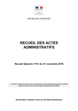 RAA Sp&eacute;cial SGAR n&deg;101 du 21 novembre 2016 PDF