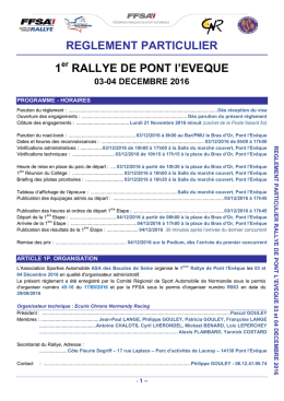 Règlement - Rallye