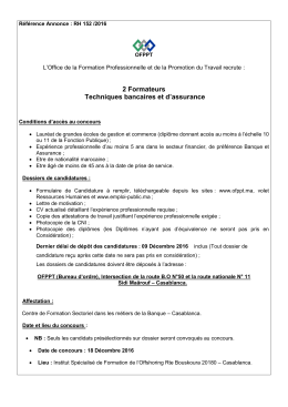 2 Formateurs Techniques bancaires et d`assurance