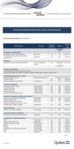 Liste des achats regroupés - Portail d`approvisionnement