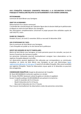 avis d`enqu&ecirc;te publique concernant le detournement d`un chemin