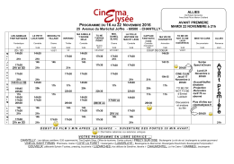 le programme du 16 au 22 Novembre