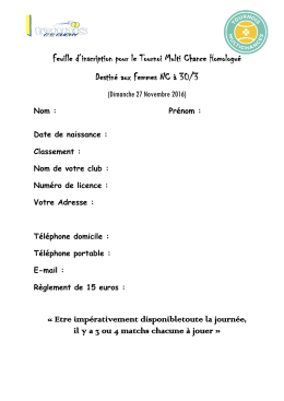 Feuille d`inscription pour le Tournoi Multi Chance