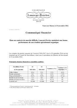 Communiqu&eacute; financier - Groupe Laurent-Perrier