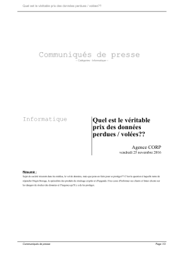 Quel est le véritable prix des données perdues / volées??