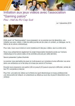 Initiation aux jeux vid&eacute;os avec l`association "Gaming palois"