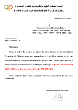 R&eacute;union Commission Technique de Wilaya