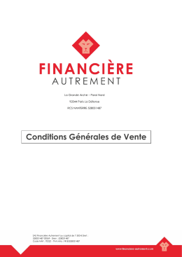 Conditions G&eacute;n&eacute;rales de Vente