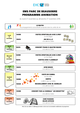 Programme animation Parc de Beausobre EMS. 21.11.16