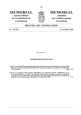 M&eacute;morial A n&deg; 232 de 2016 - Legilux