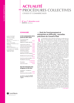 actualit&eacute; proc&eacute;dures collectives