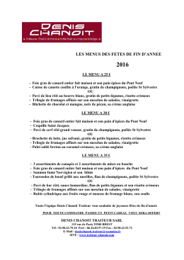 les menus des fetes de fin d`annee