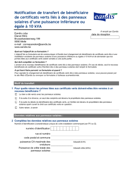 Notification de transfert de bénéficiaire de certificats verts