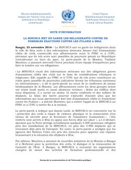 NOTE D`INFORMATION LA MINUSCA MET EN GARDE LES