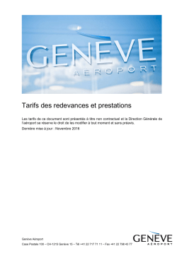 Tarifs des redevances et prestations