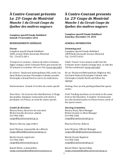 &Agrave; Contre-Courant pr&eacute;sente La 23e Coupe de Montr&eacute;al &Agrave; Contre