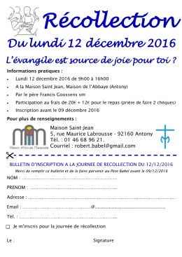 Récollection - Institution Sainte