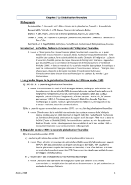 Chapitre 7 La Globalisation financi&egrave;re Bibliographie Introduction