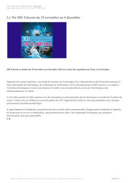 Le 30e SIB Telecom du 29 novembre au 4 décembre