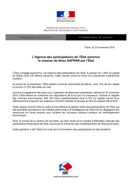 Communiqu&eacute; - Portail de l`&eacute;conomie et des finances