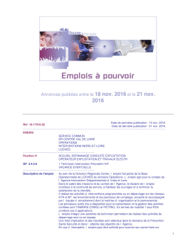 Annonces publi&eacute;es entre le 18 nov. 2016 et le 21 nov.