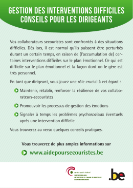 Gestion des interventions difficiles Conseils pour les dirigeants