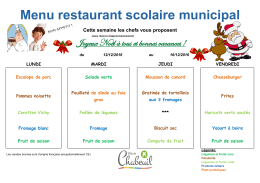 Menu restaurant scolaire municipal