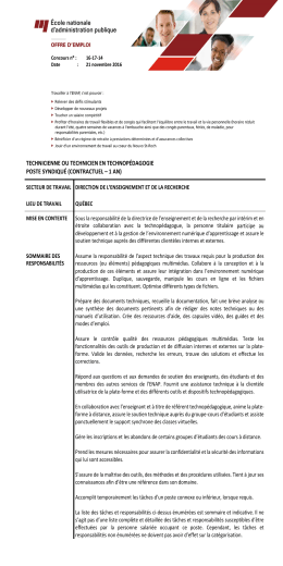 technicienne ou technicien en technop&eacute;dagogie poste