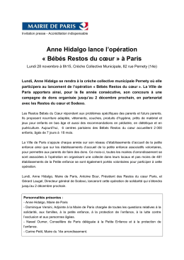 Anne Hidalgo lance l`op&eacute;ration &laquo; B&eacute;b&eacute;s Restos du c&oelig;ur &raquo; &agrave; Paris
