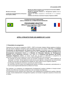 BRAFITEC 2016 Appel &agrave; projets NOUVEAUX Publication 23