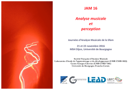 JAM 16 Analyse musicale et perception