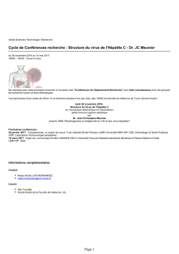 Cycle de Conférences recherche : Structure du virus de l`Hépatite C
