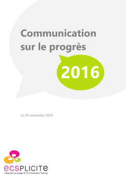 Communication sur le progrès