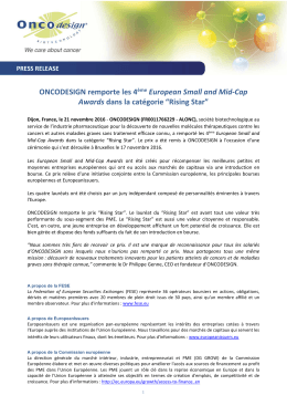 ONCODESIGN remporte les 4ème European Small