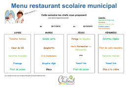 Menu restaurant scolaire municipal