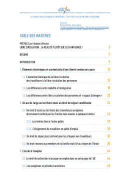 TABLE DES MATI&Egrave;RES