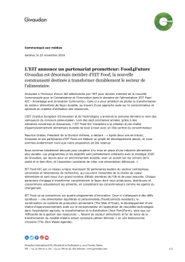 L`EIT annonce un partenariat prometteur: Food4Future Givaudan est