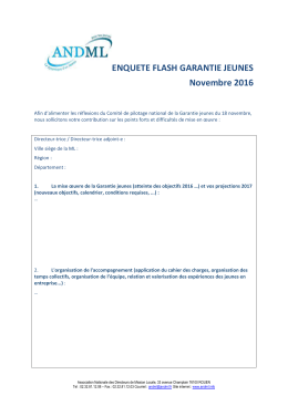 ENQUETE FLASH GARANTIE JEUNES Novembre 2016