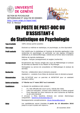 UN POSTE DE POST-DOC OU D`ASSISTANT-E de - All
