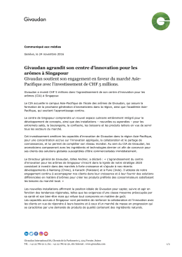 Givaudan agrandit son centre d`innovation pour les arômes à