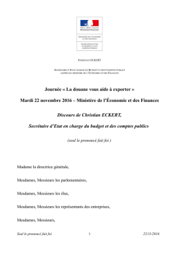 DISCOURS du SECRETAIRE D`ETAT