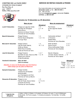 Menu de la semaine du 19 au 25 décembre