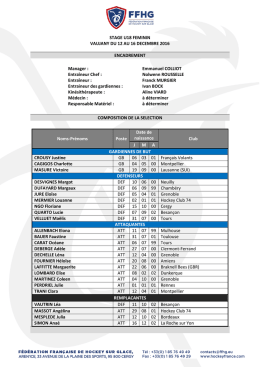 STAGE U18 FEMININ VAUJANY DU 12 AU 16 DECEMBRE 2016
