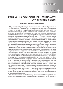 Zoran Kanduč: KRIMINALNA EKONOMIJA, DUH