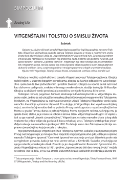 Andrej Ule: VITGENŠTAJN I TOLSTOJ O SMISLU ŽIVOTA