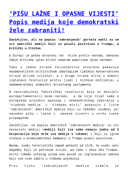 `PIŠU LAŽNE I OPASNE VIJESTI` Popis medija koje