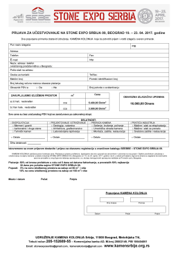 PRIJAVA ZA UČESTVOVANJE NA STONE EXPO