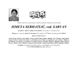 ISMETA SERHATLIĆ, rođ. SARVAN